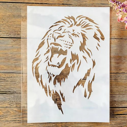 TIAMECH A4 Reusable Roaring Lion Stencil for Painting - style: Roaring Lion