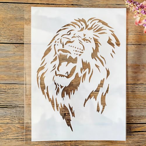 TIAMECH A4 Reusable Roaring Lion Stencil for Painting - style: Roaring Lion