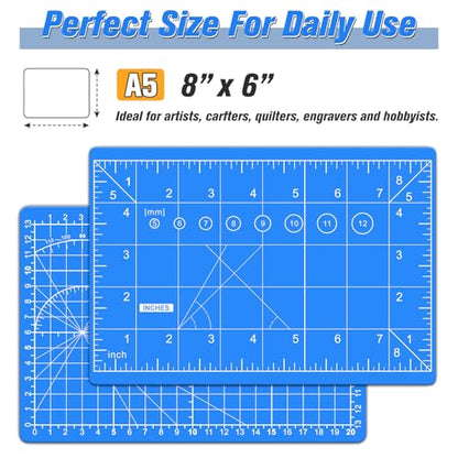 DIYSELF 8in×6in Cutting Mat, Self Healing Cutting Mat, A5 Craft Mat | A5 Cutting Mats for Sewing Hobby Fabric Project, 5-Ply Craft Cutting Board Double Sided, Craft Mat, Quilting Cutting Mats - color: Blue, size: 8"L x 6"W