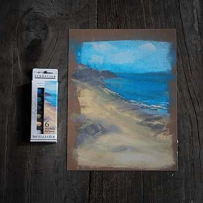 SENNELIER Extra-Soft French Pastel for Professional Artists, Half Pastel Seaside inspired Set of 6 - color: Seaside