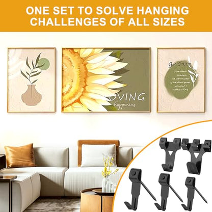 303Pcs Picture Hangers for Wall Art Decor Tapestry, Picture Hanging Kit With Heavy Duty Wall Hooks, Sawtooth, Picture Wire, D Rings, Hardware Nails, Eye Hooks, Black Frame Hooks for Drywall Wood - size: Black