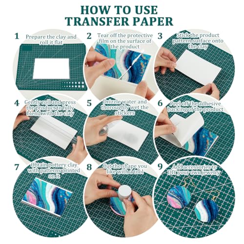 OLYCRAFT 24Pcs Liquid Marble Clay Transfer Paper 4 Styles Transfer Paper for Polymer Colorful Marble Polymer Clay Transfers Sheets Swirled Marbles Transfers Papers for Clays Earrings Jewelry Making - style: Liquid Marble
