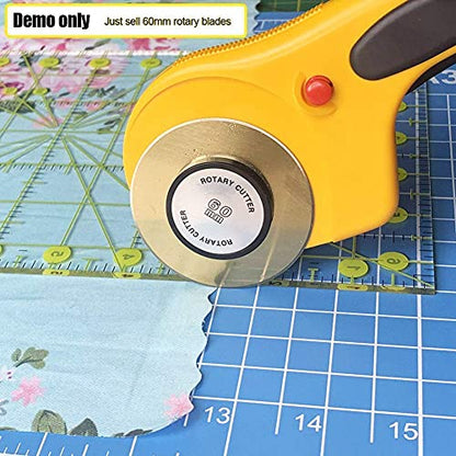 Titanium Rotary Cutter Blades 60mm 10 Pack Replacement Blades for Fabric | Titanium-Coated Rotary Blades for Smooth Cutting of fabric Paper and Craft Sharp and Durable for Quilting Sewing Scrapbooking - size: 60mm