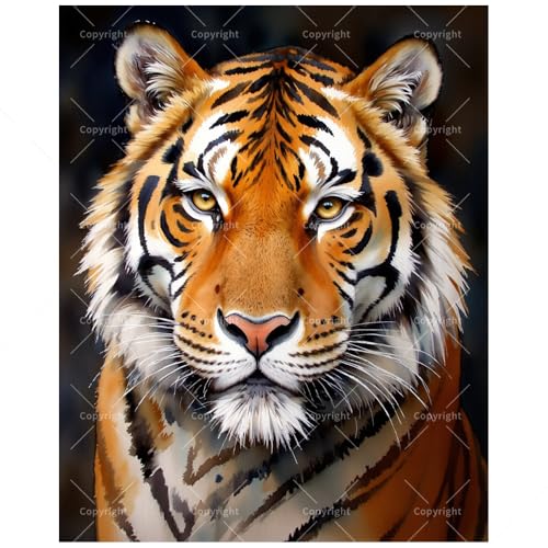 TAOPAOLAB Jungle Animal Paint by Numbers Kit for Adults - DIY Watercolor Tiger Portrait Painting on Canvas 12x16In, Framed Acrylic Paint Set, Suitable for Beginners, Art for Home Decoration or Gifts - color: FM05208, size: 12×16in Framed