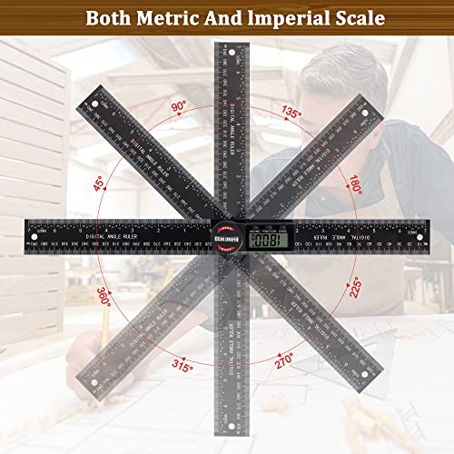 Digital Angle Finder Protractor, Angle Measuring Tool for Woodworking/Carpenter/Construction/Handmade Measurement，Angle Finder Ruler with 7inch/200mm(2 Batteries Included) (Enhanced ABS)