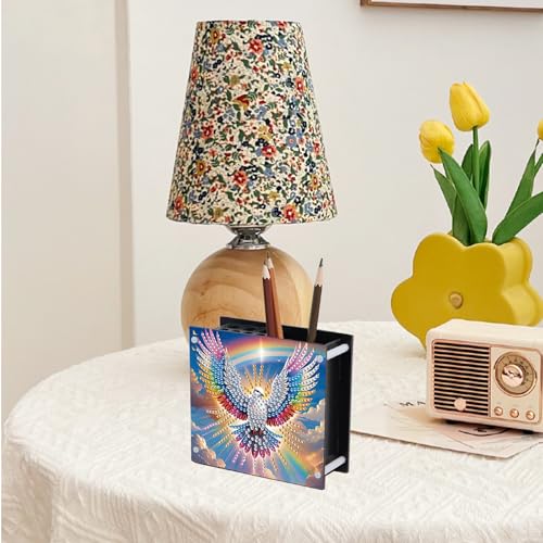 DIY Bird Diamond Art Painting Pen Holder, Diamond Pencil Case Gift, Makeup Brush Multifunctional Ornaments, Pencil Cup Pen Organizer Desktop Storage for Office, Study
