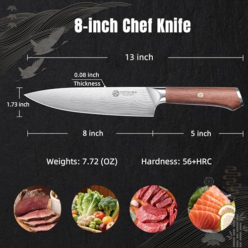 YOTSUBA 8 Inch Japanese Chef Knife with Full Tang Rosewood Handle - style: 8 inch chef knife