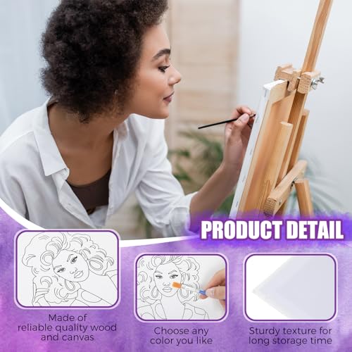 Sherr 20 Pcs Stretched Pre Drawn Canvas African American Canvas to Paint Afro Queen Black Art for Painting for Adults Outline Pre Drawn Stretched Cotton Art to Paint Party Set, 8 x 10 - style: Vintage