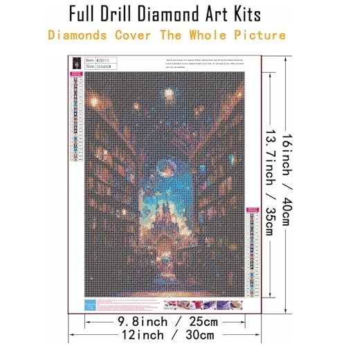 Diamond Art Starry Sky Library Diamond Art Set for Adults, 5D Diamond Painting Starry Sky Castle Library DIY Book Diamond Art Adult Diamond Painting Set, Home Decor - 12x16 Inch - style: Sky Library