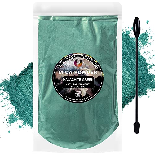 Malachite Green Mica Powder for Epoxy Resin 100g / 3.5oz. Sealed Bag- Techarooz 2 Tone Resin Dye Color Pigment Powder for Lip Gloss, Nails, Colorant for Bath Bombs Soap Making - color: Malachite Green