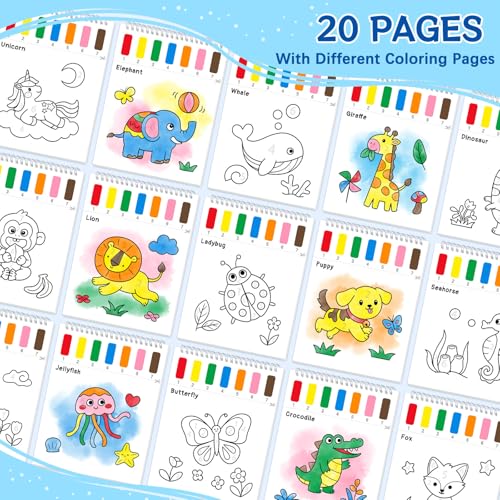Paint with Water Coloring Books for Kids & Toddlers(Animal) | Mess Free Watercolor Painting Set, Water Color Painting Book,Craft Art Kit, Boys & Girls Birthday Gift, Travel Activity Toy - style: Animal A