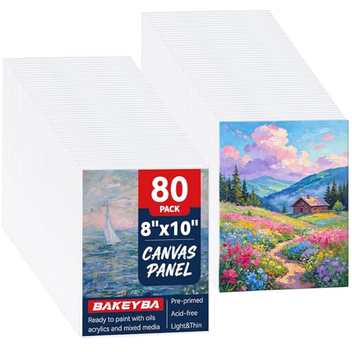 Canvas Boards 80 Pcs 8x10 Inch Small Painting Canvas Panels 100% Cotton - size: 8"x10"- 80pcs