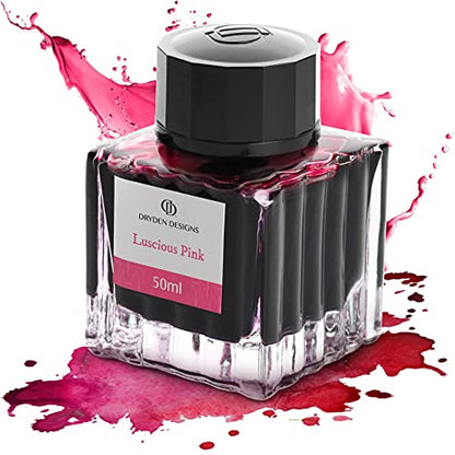 Fountain Pen Ink Bottle Luxury Edition, (Luscious Pink) Fountain Pen Bottled Ink. Compact Designed Bottle (Model: Smooth Flow 50ml) - color: Pink [Luscious Pink] Ink Bottle