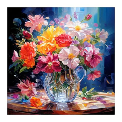 SJUTOUCI Colorful Flower Diamond Art Kit for Adults, Diamond Painting Kit - color: Flower