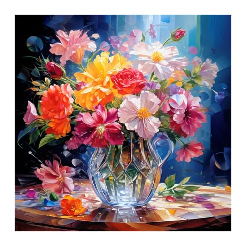 SJUTOUCI Colorful Flower Diamond Art Kit for Adults, Diamond Painting Kit - color: Flower