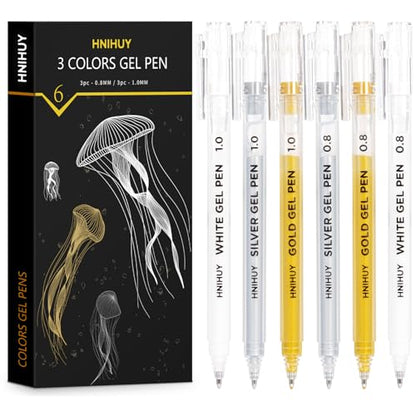 White Gel Pens, 0.8mm,1.0mm Fine Point Opaque Archival Ink Pens | Opaque White Archival Ink Pens for Black Paper Drawing, Sketching, Illustration, Bullet Journaling - color: Multicolor