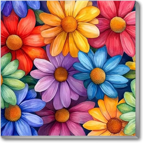 Flower Paint by Numbers Kit for Adults, DIY Canvas Oil Painting 10x10In | With Frame,Pre-printed Canvas, Vibrant Acrylic Paints & Brushes, Beginner Friendly DIY Craft, Perfect Home Wall Art Gift - color: Flower-2605