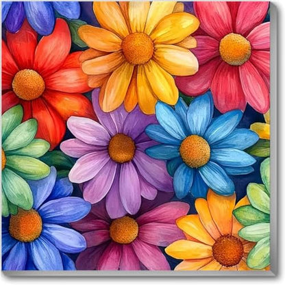 Flower Paint by Numbers Kit for Adults, DIY Canvas Oil Painting 10x10In | With Frame,Pre-printed Canvas, Vibrant Acrylic Paints & Brushes, Beginner Friendly DIY Craft, Perfect Home Wall Art Gift - color: Flower-2605