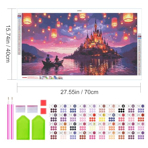 JOOZ Large Diamond Art Kits for Adults - 5D Castle Diamond Painting Kits for Adults, DIY Full Drill Diamond Art Painting for Beginners, Gem Art Kits for Home Wall Decor 27.5x15.7 Inch - color: Castle 050
