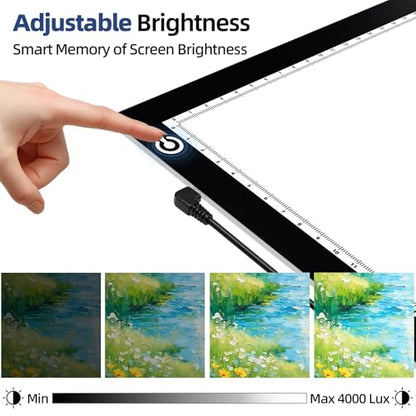 A4 Tracing Light Box, LED Board Adjustable Brightness Light Pad | Micro-USB powered, Light Table for Artists, Tattoo Drawing, Animation, Sketching, Stenciling & Diamond Art Painting