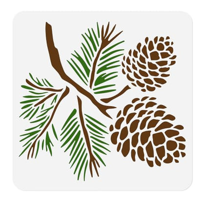 Pine Cone Stencil for Painting on Wall 11.8 x 11.8 Inch Reusable Plastic Craft Stencil for Painting on Wood Fabric Furniture, DIY Home Decor Stencils | 11.8" x 11.8" Plastic Craft Stencil, Pine Cone Wall Stencil, DIY Home Decor Template for Wood Fabric Fu