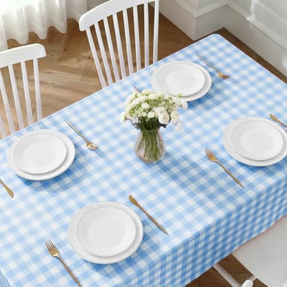 Oigco Light Blue Gingham Tablecloth - 54 x 108 Inches, Rectangle Disposable Light Blue Checkered Tablecloth, Picnic Table Covers for Dining/Camping/Picnic/Outdoor - color: Light Blue Gingham