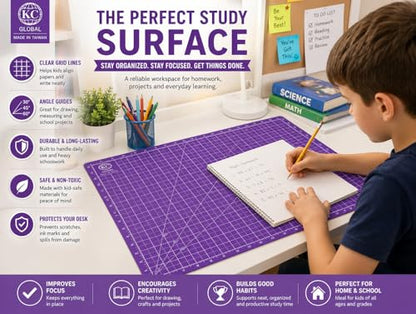 KC GLOBAL A2 (25"x19") Professional Grade Self-Healing Cutting Mat (Purple) - Odor-Free, Double-Sided, eco-Friendly, Durable. Premium Desk mat for Crafting, Sewing, Quilting and Art Projects - size: 25"L x 19"W