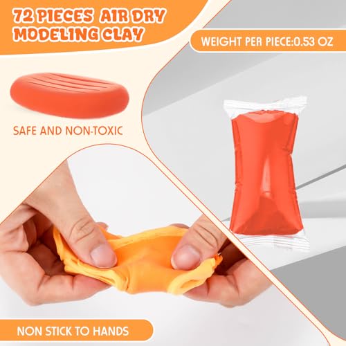 VioraWhite 72 Pcs 38oz Air Dry Clay Bulk Modeling Clay,Orange - color: Orange
