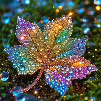 Stalente Diamond Painting Kits for Adults Maple Leaf, 5D DIY Diamond Art Kits for Beginners Round Full Drill Diamond Painting for Home Wall Decoration Gift 12×12inch