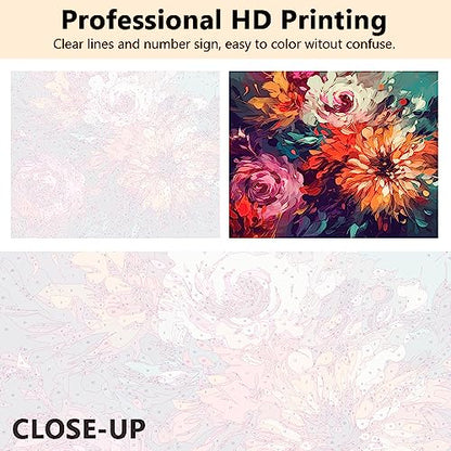 TUMOVO Paint by Number, Flowers Paint by Numbers for Adults Beginner, Chrysanthemum Oil Painting by Numbers on Canvas, Modern Painting Kit with Brushes and Pigment, 16x20 Inch | Flowers Art on 16x20 Inch Unframed Canvas with Acrylic Paints and 3 Brushes R