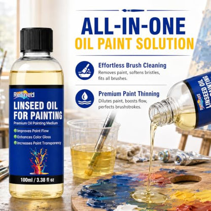 Odorless Mineral Spirits 100ml, Premium Paint Thinner for Oil Painting, Effective Oil Paint Brush Cleaner for Artists, Students, Studio & Classroom Oil Painting Supplies