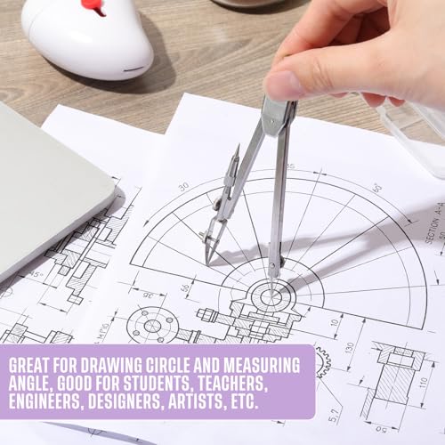 EBOOT Student Geometry Set, 180 Degree Protractor Compass 6",Purple | Swing Arm Protractor Ruler Compass, Geometry Drawing Tools for Measuring Angles, School Classroom Math Supplies - color: Purple
