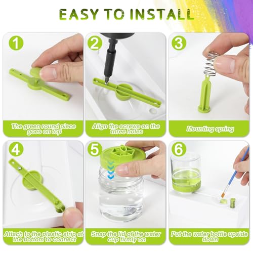 Upgraded All in 1 Paint Brush Cleaner Tool Paint Brush Rinser Paint Water Dispenser Painting Station for Acrylic, Watercolor, Oil Christmas&Birthday Gift for Kids（Give 4 Pen & Pen holder & paint tray） - color: 01 Green