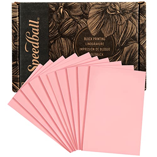 Speedball Speedy-Carve Block Printing Carving Block, Rectangle, Pink, 4 x 6 Inches (10-Pack), Linoleum for Printmaking - size: 10-Pack