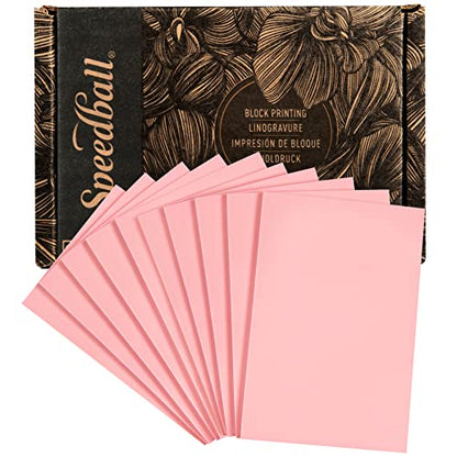 Speedball Speedy-Carve Block Printing Carving Block, Rectangle, Pink, 4 x 6 Inches (10-Pack), Linoleum for Printmaking - size: 10-Pack
