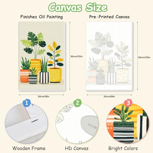 Spandrel Flowers Framed Paint by Numbers Kit for Adult, Potted Plants Adult Paint by Number Kits on Canvas, DIY Acrylic Oil Flower Painting by Numbers for Home Wall Decor, 8x12in - color: Flowers, Potted Plants