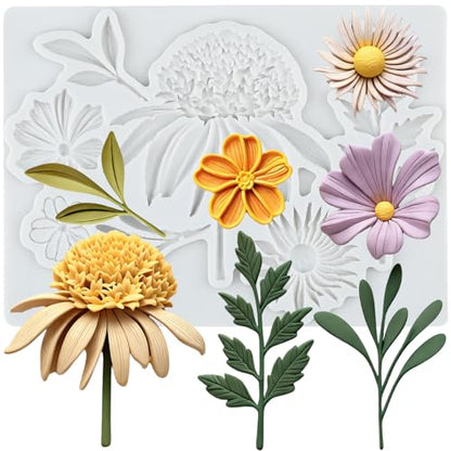 Chrysanthemum Flower Polymer Clay Mold Flower Leaves Silicone Molds - color: Style J