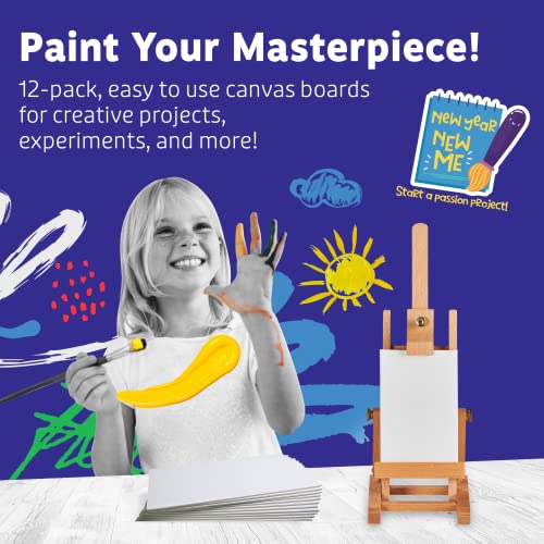 Artlicious Small Canvases for Painting - Pack of 12, 4 x 6 Inch Blank White Canvas Boards - 100% Cotton Art Panels Mini Canvas Bulk for Oil, Acrylic & Watercolor Small Canvas for Painting - size: 4x6" - 12Pcs