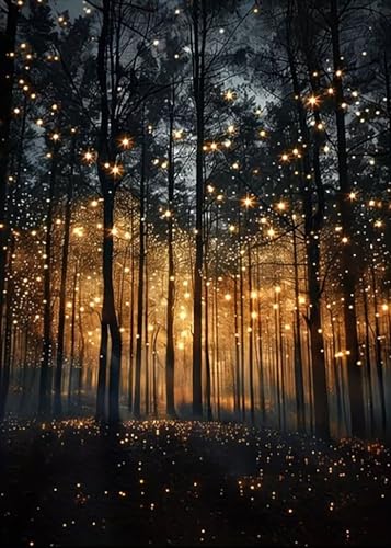 Landscape Forest Glowworm Diamond Art Kits for Adults, 5D Diamond Painting Kits for Adults Beginners, DIY Full Round Drill Diamond Dot Painting Gem Art Kits for Adult, Home Wall Decor 11.8x15.7 Inch - color: NZ68