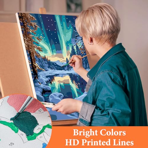 6 Pack Paint by Numbers Kit for Adults Without Frame 10x14 Inch, Aurora - color: LKOP6P-5