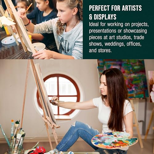 U.S. Art Supply 64" Wooden Easel Stand, Adjustable A-Frame Wood Tripod - color: black