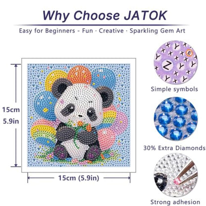 JATOK Diamond Art Kits for Kids, Gem Craft Kits, 6 Pack, Animals, 6 x 6 in - color: Amber