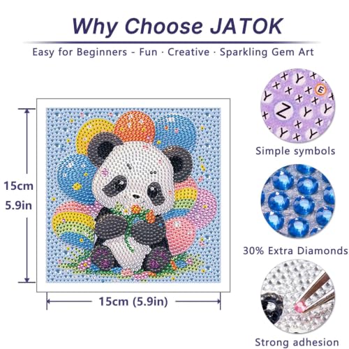 JATOK Diamond Art Kits for Kids, Gem Craft Kits, 6 Pack, Animals, 6 x 6 in - color: Amber