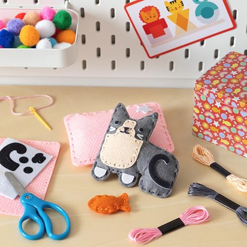 Petit Collage: Mini Craft Kit: Pocket Pet Kitten - Portable Felt Sewing Kit with Precut Pieces, Thread, Stuffing, Child‑Safe Needle & Tin – Screen‑Free Fine Motor Toy for Ages 6+ - color: Kitten
