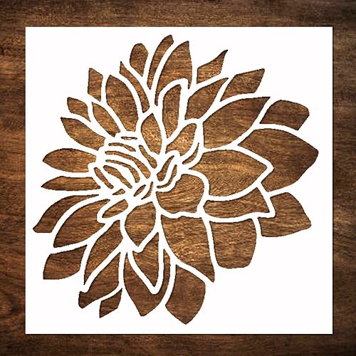DLY LIFESTYLE Dahlia Stencil for Painting on Wood, Canvas, Paper, Fabric, Walls & Furniture - 6x6 Inches - Reusable DIY Art & Craft Stencil - color: Dahlia 6"x6"