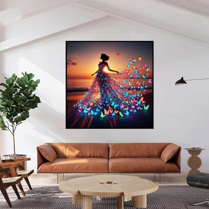 Dugsmgd Butterfly Diamond Art Kits for Adults, Diamond Painting 12X12 Inch - color: Butterfly Girl