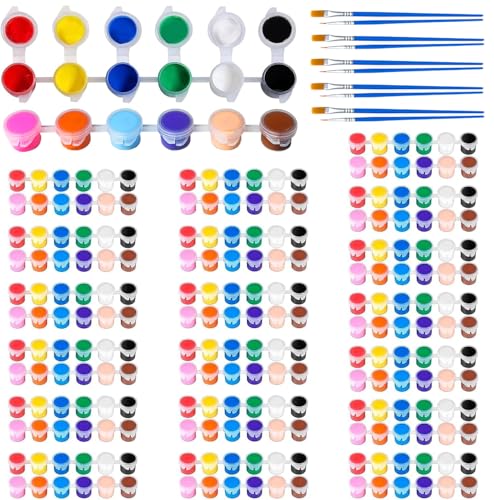20 Pack Mini Acrylic Paint Set,12 Color Acrylic Paint Strips with 40 Pcs Painting Brushes for Kids&Adults, 280 PCS Kids Paint Set Container Strips Storage for Home Classroom Party Favors Easter Gifts