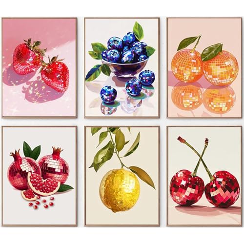 DAZZLEDOTS 6 Pack Diamond Art Kits, Disco Ball Fruit Round Diamond Painting | 5D Full Drill Round Diamond Dots for Beginner, Arts and Crafts Gem Art for Home Wall Decor Gifts 12x16 Inch - color: DT048