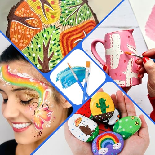 100 Pcs Acrylic Paint Brush Set Nylon Hair Round Flat Tip Paint Brushes Bulk for Classroom Crafts Oil Watercolor Painting Artist Professional Kits