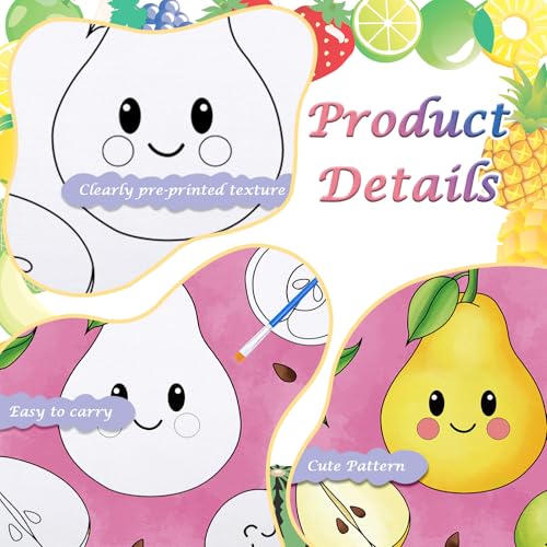 Anseal 12 Packs Pre Drawn Canvas to Paint, 4" X 4" Fruits Pre-Printed Paint Party, Pre Stretched Canvas Outline Painting Boards for Paint Lovers, Party Favor (Fruit) - style: fruit